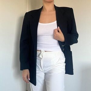 Vintage 100% Wool Black Blazer I Lynn Greene for Richard Neal Ltd (Petite)